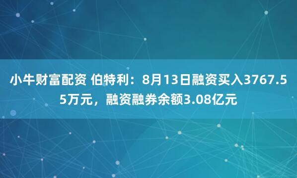 小牛财富配资 伯特利：8月13日融资买入3767.55万元，融资融券余额3.08亿元