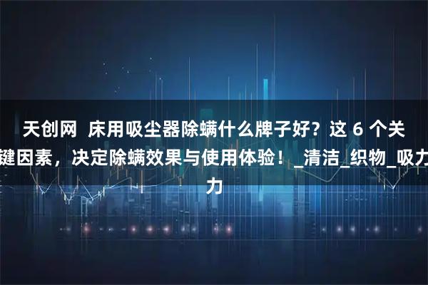 天创网 床用吸尘器除螨什么牌子好?这 6 个关键因素,决定除螨效果与使用体验!_清洁_织物_吸力