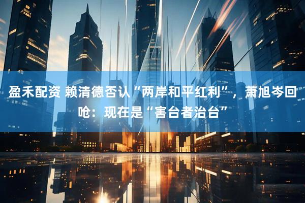 盈禾配资 赖清德否认“两岸和平红利”，萧旭岑回呛：现在是“害台者治台”